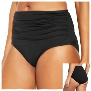 Kona Sol Black High Waisted Full Coverage Bikini Bottoms Women’s Plus Size XL